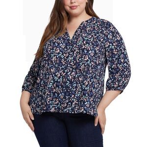 Nydj Womens Plus Pintuck Blouse